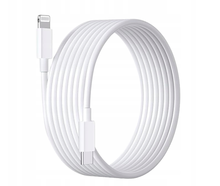 Kabel USB-c - Apple Lightning 2 m biały + kostka do ładowania gratis