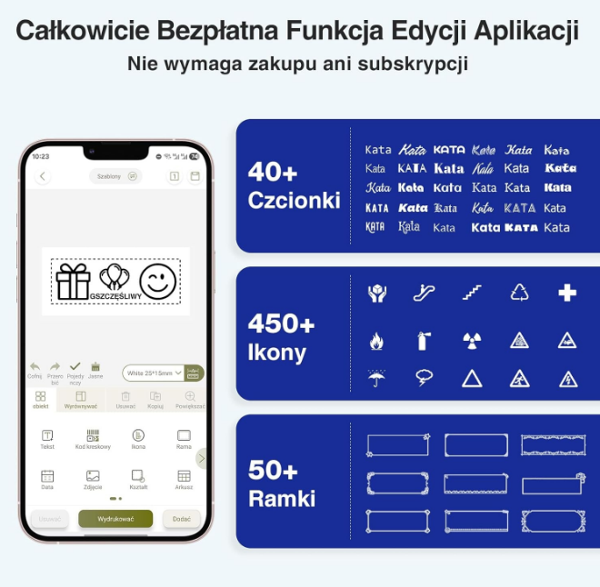 SUPVAN E11 Drukarka Etykiet Przenośna Bluetooth NIEMIECKI UKŁAD KLAWIATURY