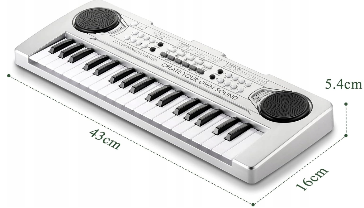 LUCMO Klawiatura z 37 klawiszami, fortepian, dla dzieci, cyfrowe pianino