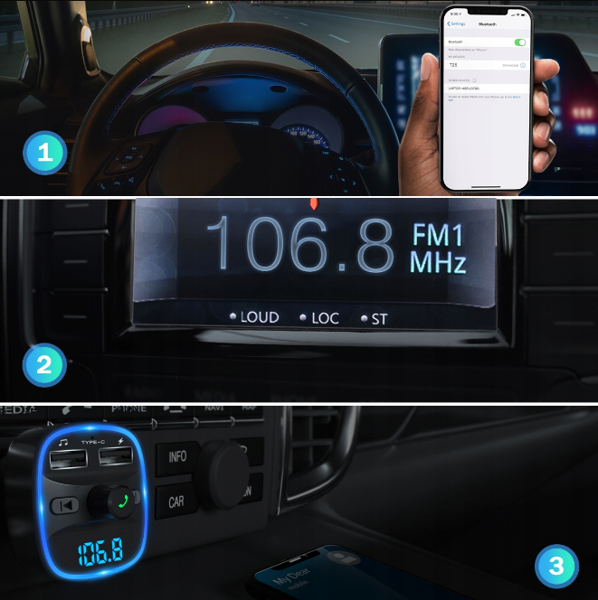 LENCENT Transmiter samochodowy T25 Bluetooth