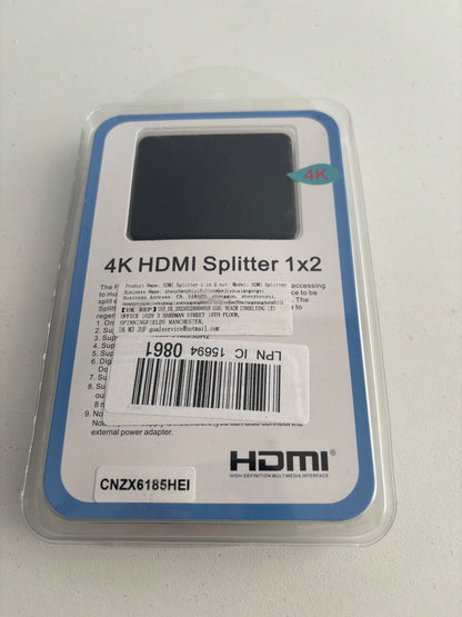 4K HDMI Splitter 1x2 – Rozdzielacz Sygnału na 2 Monitory/TV