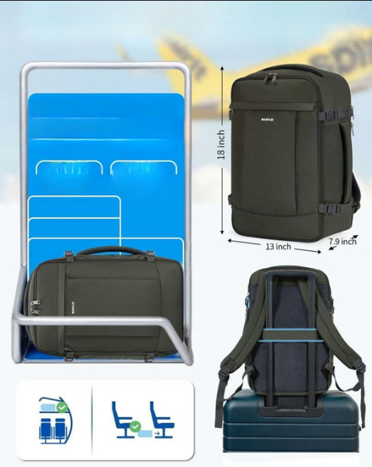 ECOHUB Plecak Podróżny 45x36X20 dla Easyjet, 30L Torba Kabinowa A297