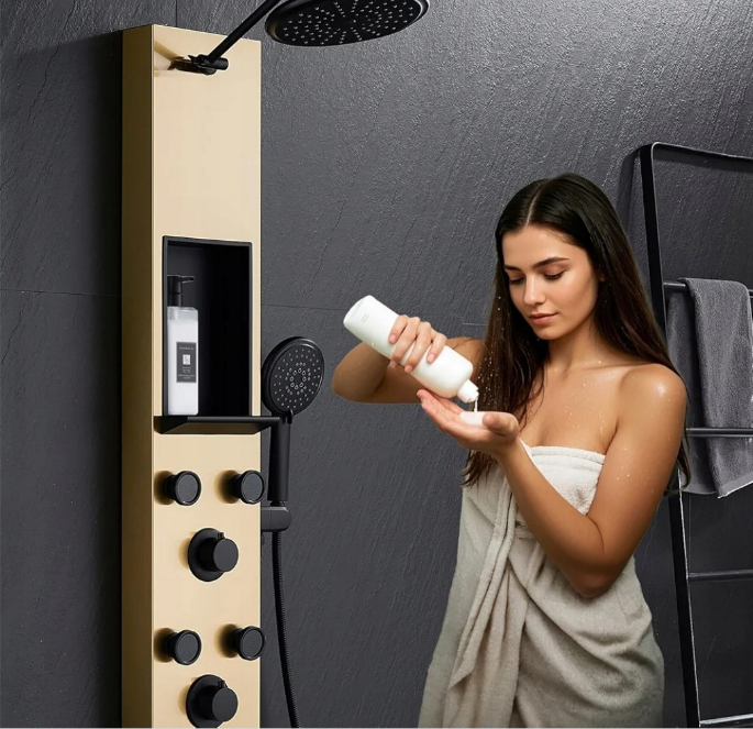 Panel prysznicowy z hydromasażem i termostatem
