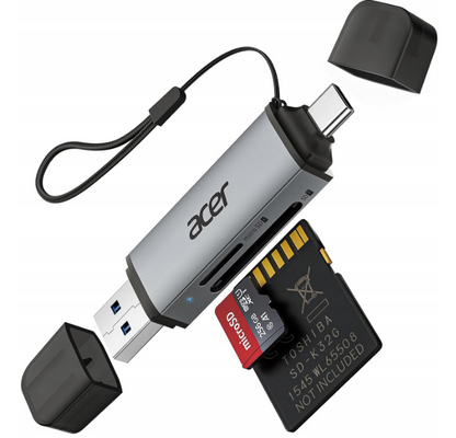 Czytnik Kart SD MicroSD USB-C USB 3.0 Adapter iPhone MacBook srebrno biały