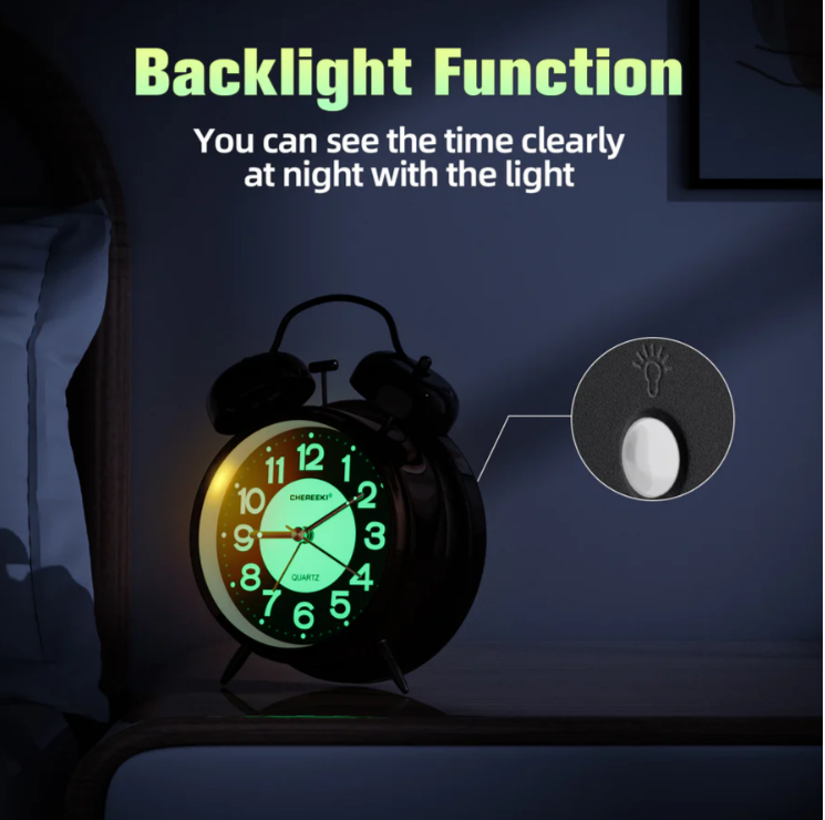 RETRO Budzik CHEREEKI QUARTZ Alarm Clock elegancki stylowy budzik
