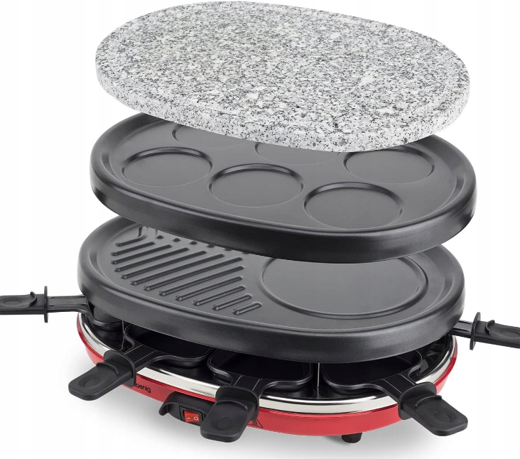 Raclette grill elektryczny H.Koenig RP 412 czerwony 900 W