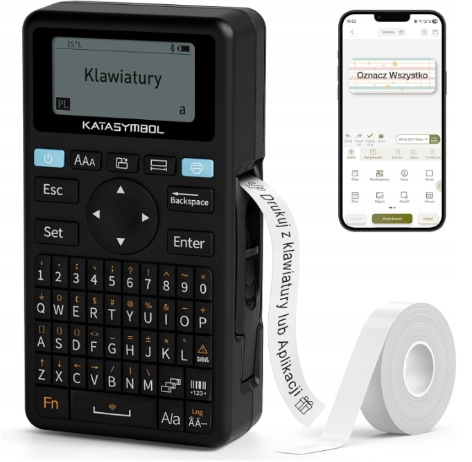 SUPVAN E11 Drukarka Etykiet Przenośna Bluetooth NIEMIECKI UKŁAD KLAWIATURY