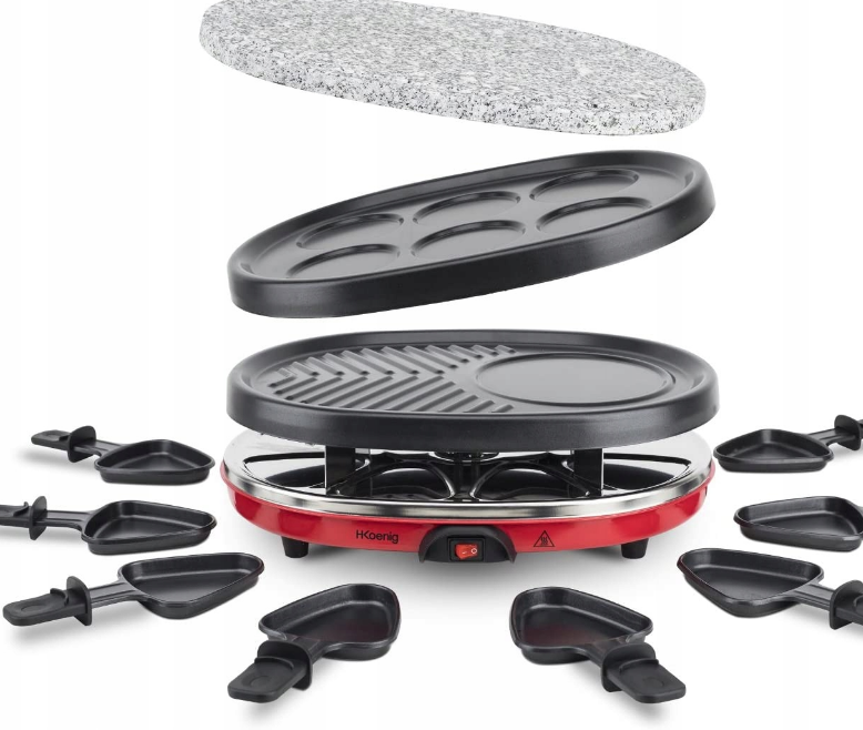 Raclette grill elektryczny H.Koenig RP 412 czerwony 900 W