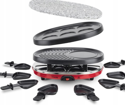Raclette grill elektryczny H.Koenig RP 412 czerwony 900 W