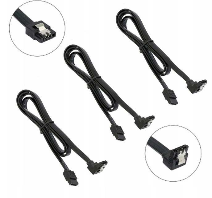 ZESTAW ADAPTERÓW KABEL KĄTOWY 90 SATA III - SATA III 3 6GB/S 40 CM 3 SZTUKI
