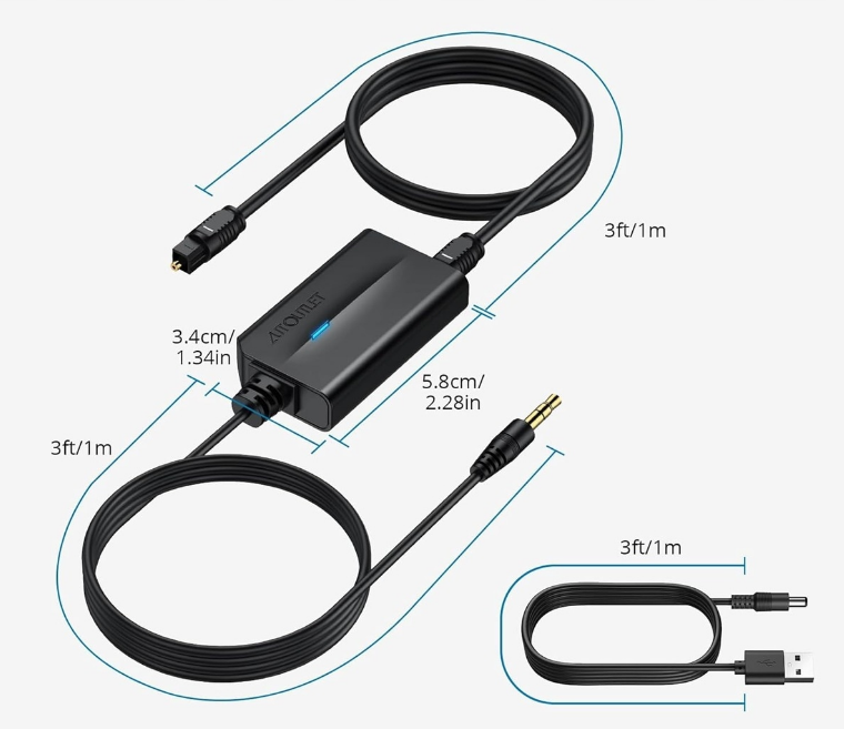 DAC SPDIF 192 kHz na 3,5 mm – Konwerter Optyczny do TV, Blu-Ray, Konsol