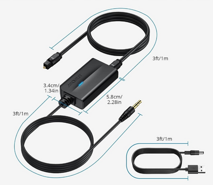 DAC SPDIF 192 kHz na 3,5 mm – Konwerter Optyczny do TV, Blu-Ray, Konsol