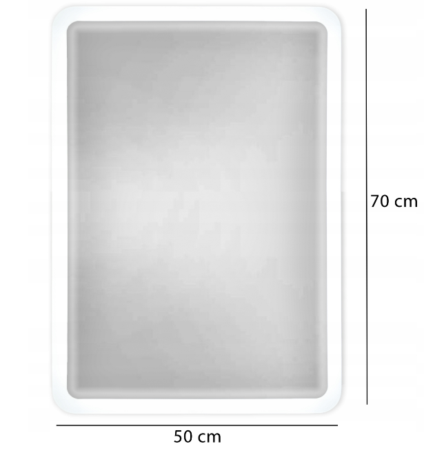 Lustro ścienne prostokątne podświetlane LED 50x70 cm