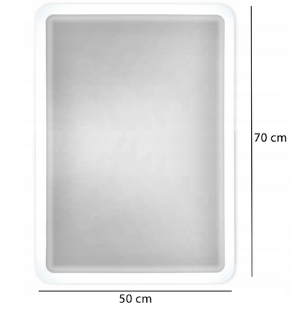Lustro ścienne prostokątne podświetlane LED 50x70 cm