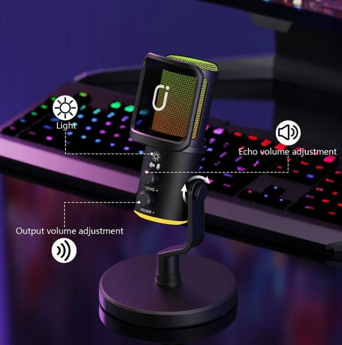 Gamingowy mikrofon RGB do streamingu podcastów gry nagrywanie USB