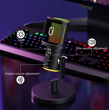 Gamingowy mikrofon RGB do streamingu podcastów gry nagrywanie USB