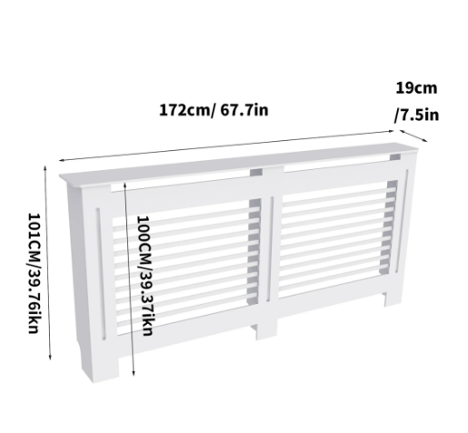 Osłona grzejnika MDF, poziomy wzór w paski, XL - 172x19x101.2cm