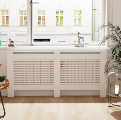 Osłona grzejnika MDF, poziomy wzór w paski, XL - 172x19x101.2cm
