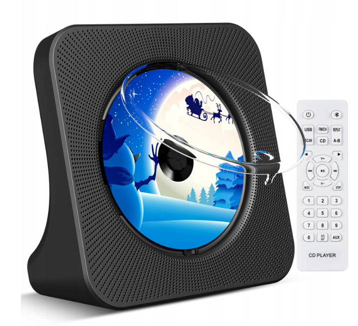 PRZENOŚNY ODTWARZACZ CD GŁOŚNIK BLUETOOTH Prezent z wtyczką CZARNY
