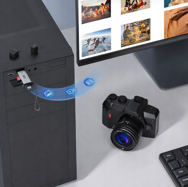 Czytnik Kart SD MicroSD USB-C USB 3.0 Adapter iPhone MacBook srebrno biały