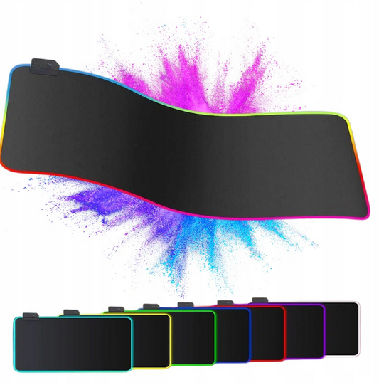 DUŻA PODKŁADKA POD MYSZ RGB LED 80X30 GAMMINGOWA MATA XXL BIURKO DLA GRACZA