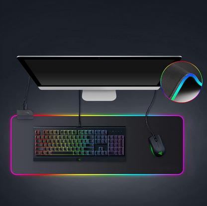 DUŻA PODKŁADKA POD MYSZ RGB LED 80X30 GAMMINGOWA MATA XXL BIURKO DLA GRACZA