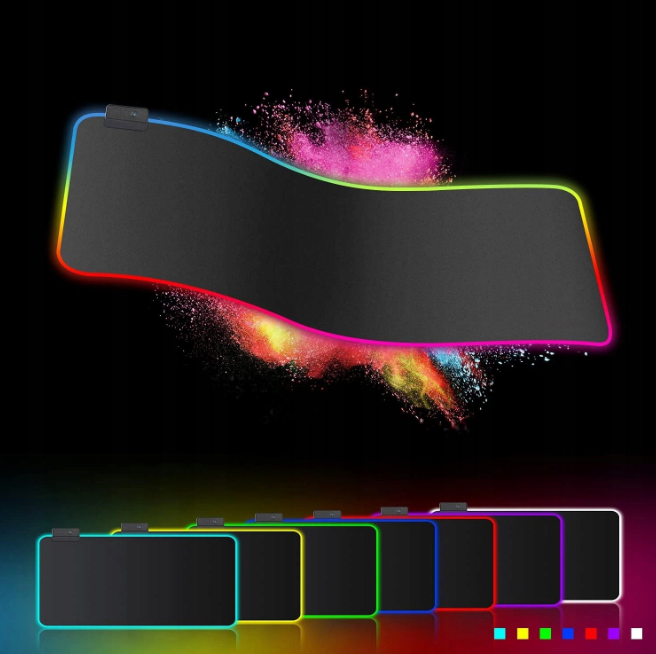 DUŻA PODKŁADKA POD MYSZ RGB LED 80X30 GAMMINGOWA MATA XXL BIURKO DLA GRACZA