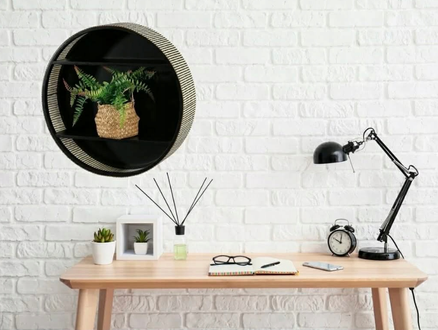 Półka okrągła bambusowa 38cm boho