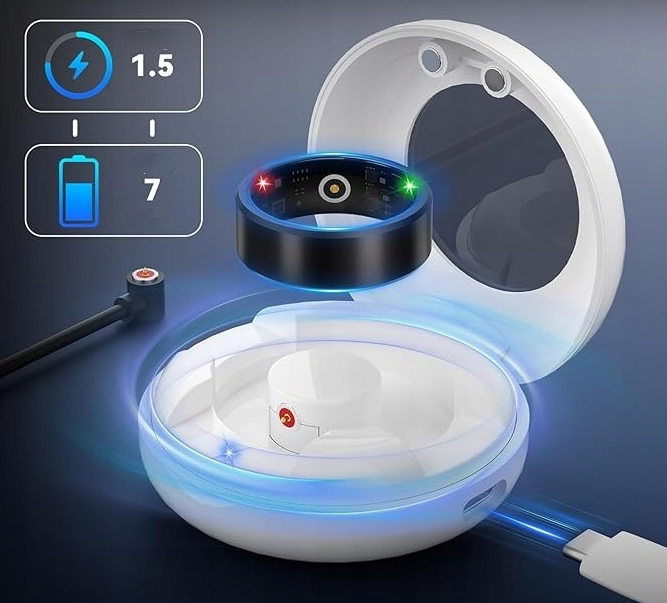 Smart Ring 20.6mm Czarny Android iOS Inteligentny pierścionek Tętno