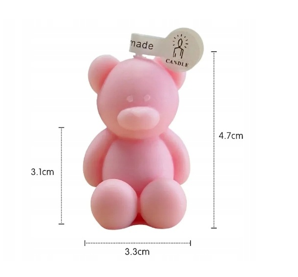 ŚWIECZKA SOJOWA MINI MIŚ CHRZEST ROCZEK BABY SHOWER KOLOR RÓŻOWY