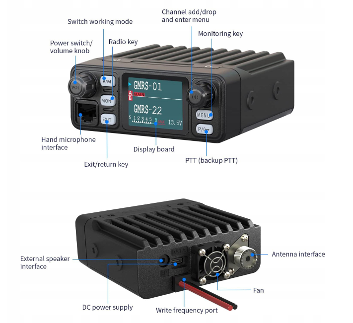 radiotelefon przewoźny Hiroyasu Sifang TM8118 transceiver VHF / UHF 25W