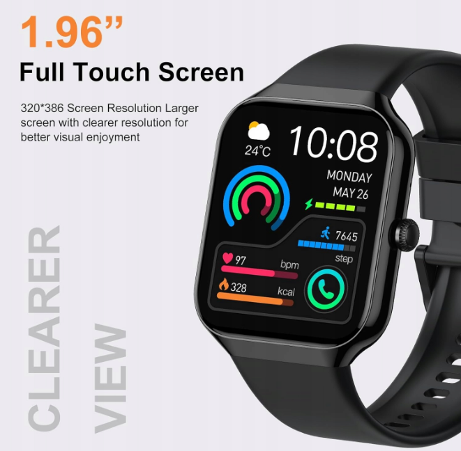 STECEi T50S Smartwatch HD 1,96" z Bluetooth, Puls, Sen, Sport IP68