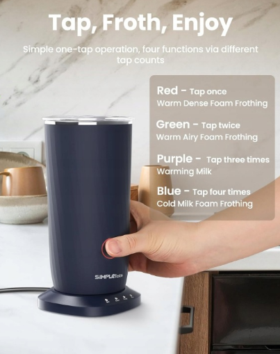 Elektryczny spieniacz do mleka 4w1 SIMPLETASTE 240ml Wtyczka UK gratis EU