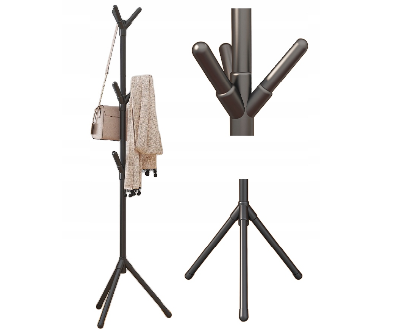 Wieszak stojący metal Perfectlife czarny